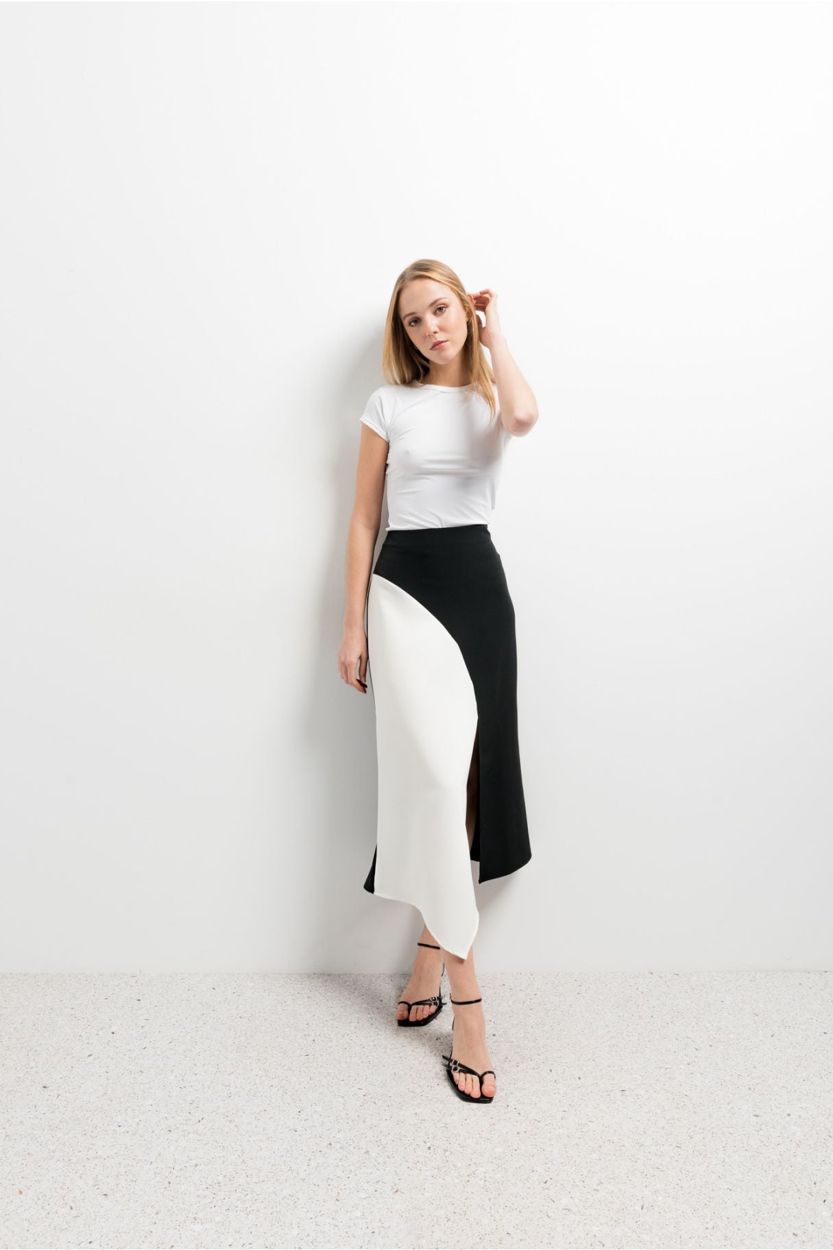 MIDI COLOR BLOCK SKIRT