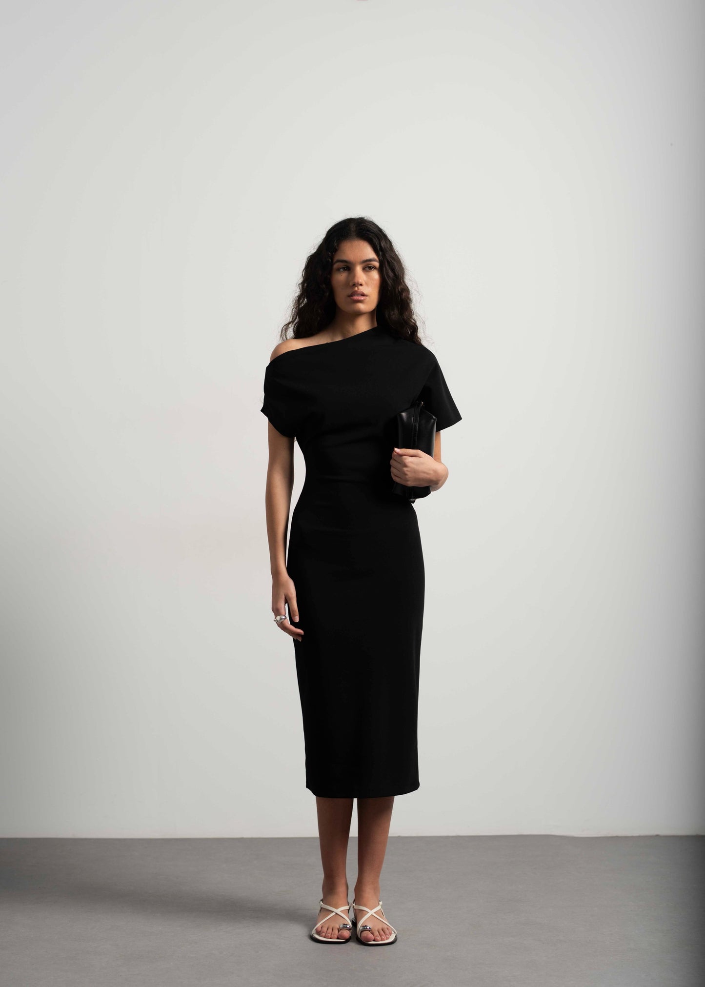 ASYMMETRIC ELEGANCE MIDI DRESS